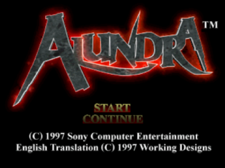 Alundra title screen for Playstation